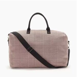 NWT Lulu Dharma Pink Plaid Frasier Weekender Crossbody Tote Bag Pink Black